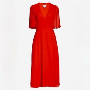 Alice + Olivia Red True Wrap Suri Flutter Sleeve Dress - NWT - Cocktail Dress